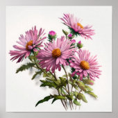 Poster d'affiche d'art rose Aster (Devant)