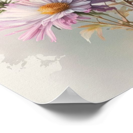 Poster d'affiche d'art rose Aster (Coin)