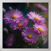 Poster d'affiche d'art rose Aster (Devant)