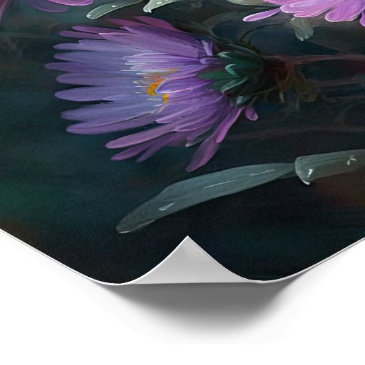 Poster d'affiche d'art rose Aster (Coin)