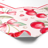 Poster d'Affiche de bienvenue Baby shower cerise (Coin)