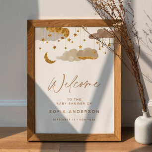 Poster d'Affiche de bienvenue Baby shower Twinkle