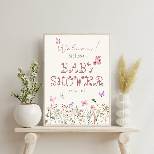 Poster d'Affiche de bienvenue Baby shower Wildlfow