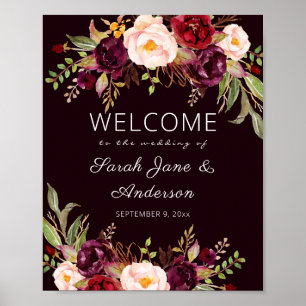 Poster d'Affiche de bienvenue Dark Burgundy Marsal