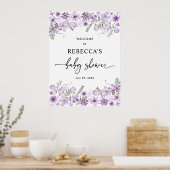 Poster d'Affiche de bienvenue de Baby shower viole (Cuisine)