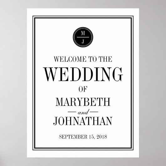 Poster d'Affiche de bienvenue de mariage simple et (Devant)