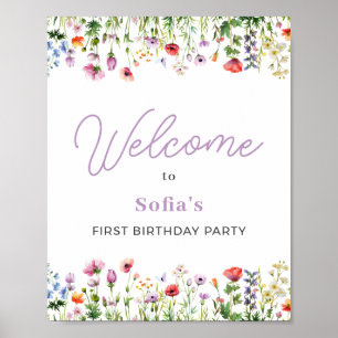 Poster d'Affiche de bienvenue fleur sauvage Purple