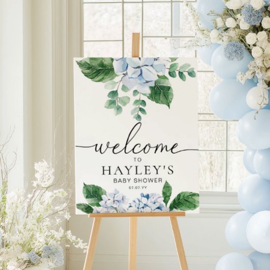 Poster d'Affiche de bienvenue Florale Blue Hydrang