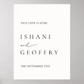 Poster d'Affiche de bienvenue Mariage minimal blan (Devant)