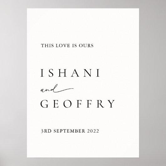 Poster d'Affiche de bienvenue Mariage minimal blan (Devant)