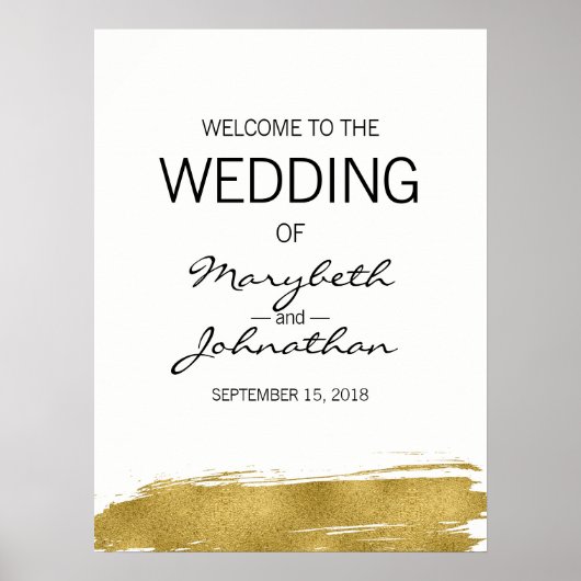 Poster d'Affiche de bienvenue Mariage moderne Faux (Devant)