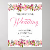 Poster d'Affiche de bienvenue Mariage rose (Devant)