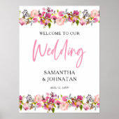 Poster d'Affiche de bienvenue Mariage rose (Devant)