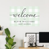 Poster d'Affiche de bienvenue Mint Green En vichy (Bureau à domicile)