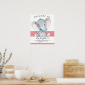 Poster d'Affiche de bienvenue rose Baby shower fil (Cuisine)