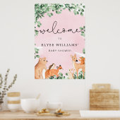 Poster d'Affiche de bienvenue rose des animaux de (Cuisine)