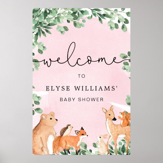 Poster d'Affiche de bienvenue rose des animaux de (Devant)