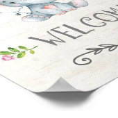 Poster d'Affiche de bienvenue rose Floral Baby Ele (Coin)
