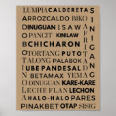 Poster d'affiche de la cuisine philippine noire et (Devant)