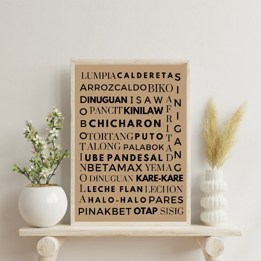 Poster d'affiche de la cuisine philippine noire et