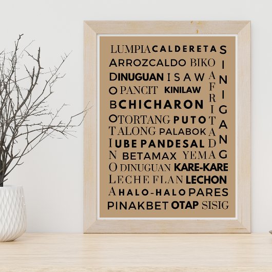 Poster d'affiche de la cuisine philippine noire et