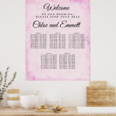 Poster d'affiche de Mariage à 5 tables en rose vif (Cuisine)
