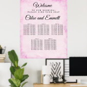 Poster d'affiche de Mariage à 5 tables en rose vif (Bureau à domicile)