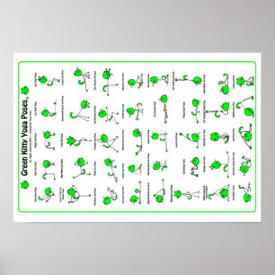 Poster d'affiche Green Kitty Yoga