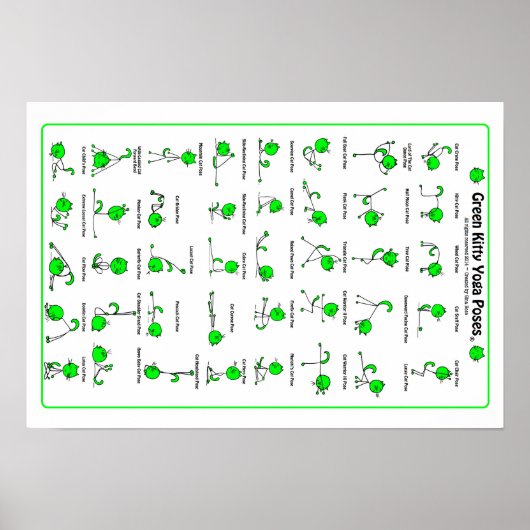 Poster d'affiche Green Kitty Yoga (Devant)