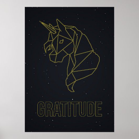 Poster d'affirmation de cheval de licorne Origami. (Devant)