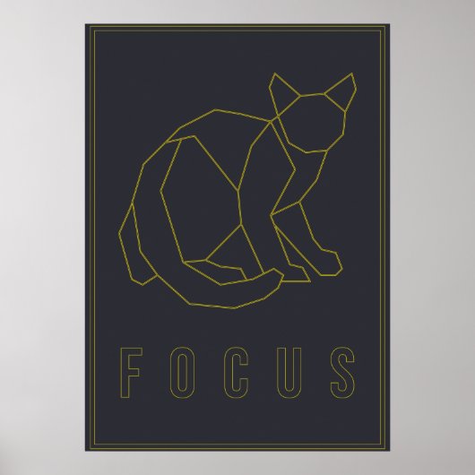 Poster d'affirmation de focus d'un chat origami ja (Devant)