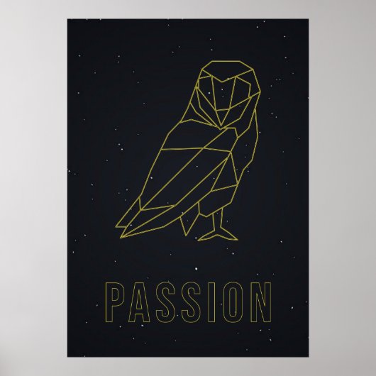 Poster d'affirmation de hibou origami jaune. (Devant)