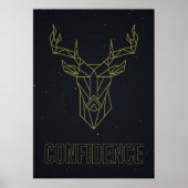 Poster d'affirmation des cerfs en origami jaune. (Devant)