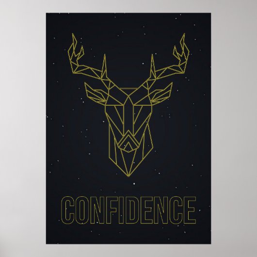 Poster d'affirmation des cerfs en origami jaune. (Devant)