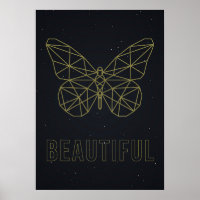Poster d'affirmation jaune origami beauté papillon