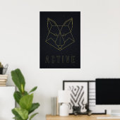 Poster d'affirmation jaune origami renard actif (Bureau à domicile)