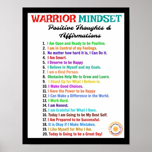 Poster d'Affirmations - Mindset guerrier (Devant)