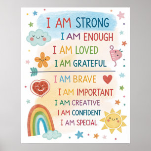 Poster d'Affirmations Positives Arc-en-ciel pour e