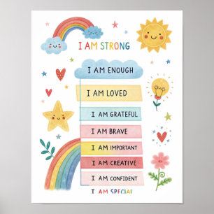 Poster d'Affirmations Positives Arc-en-ciel pour e