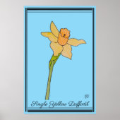 Poster Daffodile jaune simple Bébé bleu (Devant)
