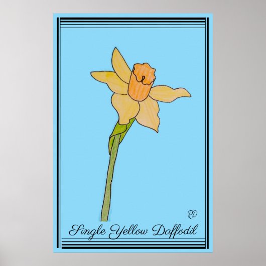 Poster Daffodile jaune simple Bébé bleu (Devant)