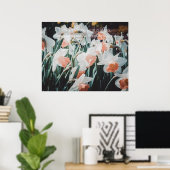 Poster Daffodiles d'orange blanc dans le jardin de printe (Bureau à domicile)