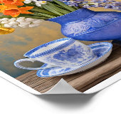 Poster Daffodils Iris Blue Ceramic Vase Teacup (Coin)
