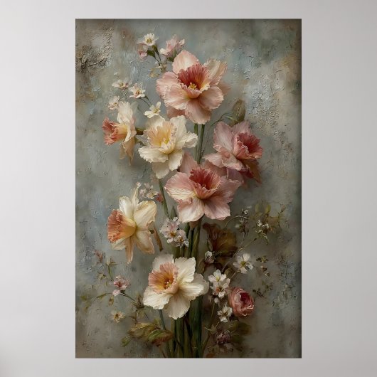 Poster Daffodils Wall Art Print, Antique Spring Meadow (Devant)
