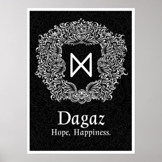 Poster Dagaz /Happiness/ Version noire (Devant)