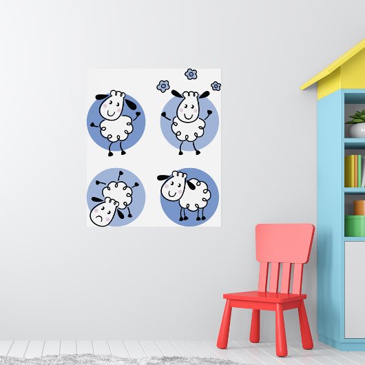 Poster d'agneaux heureux