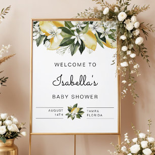 Poster Dahlia - Citrus citron Baby shower Floral Bienvenu