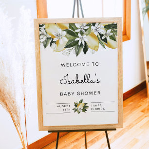 Poster Dahlia - Citrus citron Baby shower Floral Bienvenu