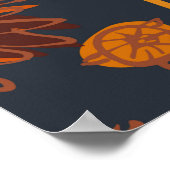 Poster Dahlia et chrysanthèmes audacieux sans couture mot (Coin)