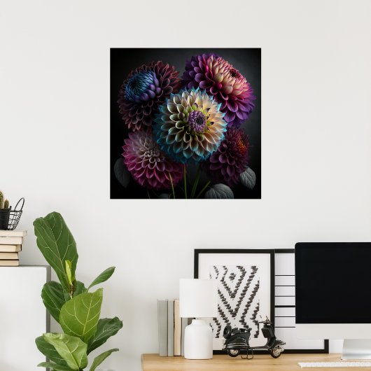 Poster Dahlia Flowers (Bureau à domicile)